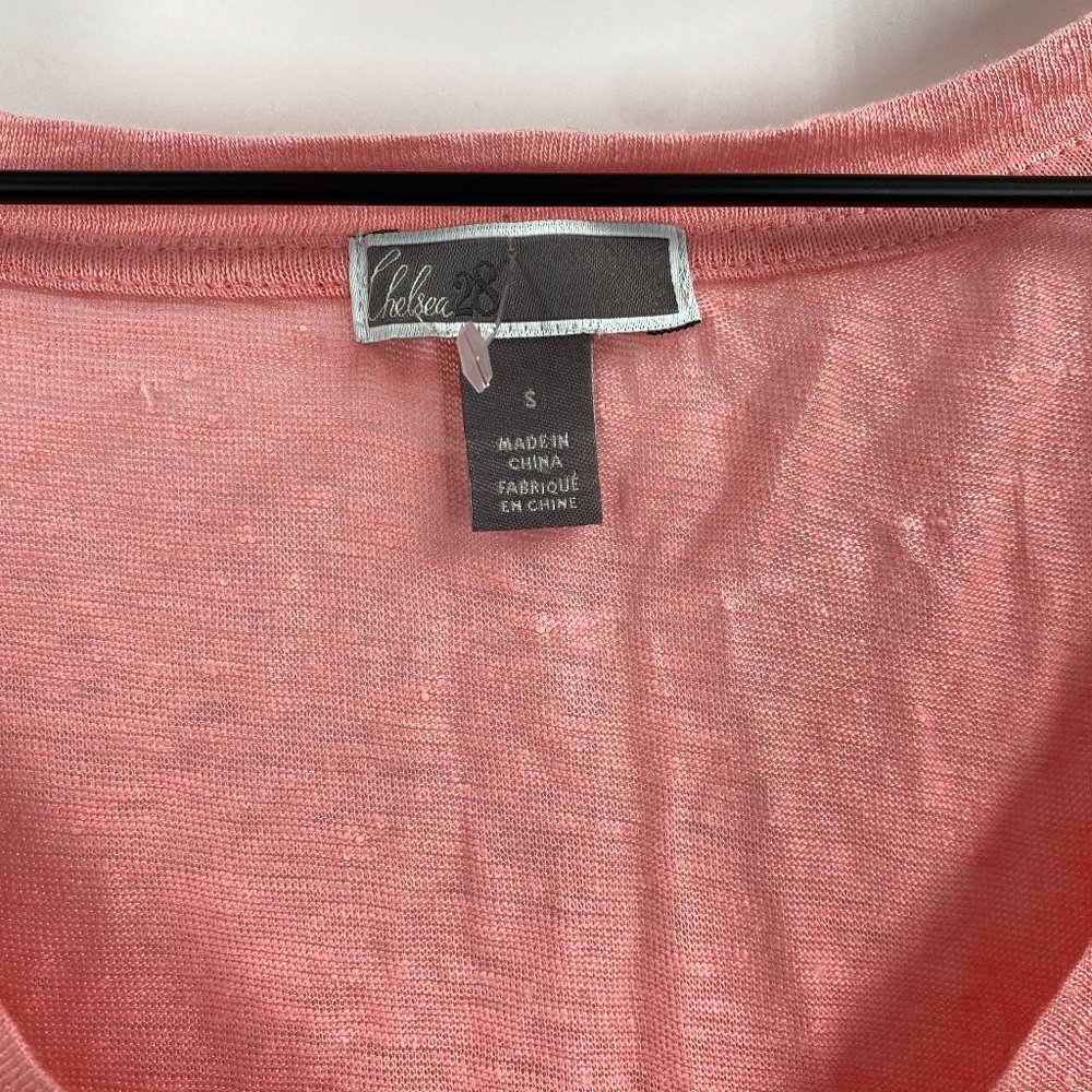 Chelsea28 Pink V Neck Ruched Sleeve Linen Top - Picture 5 of 6